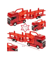 Welly Scania V8 r730 1:64 Ölçek Metal Kafalı İki Katlı Araç Taşıyıcı Tır (Kırmızı)