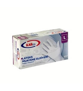 Omnipazar Karex Lateks Pudralı Eldiven 100'lü Paket Beyaz Large