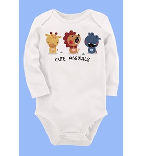 Organik Baskılı Pamuklu Unisex Bebek Body UZUNKOLE80