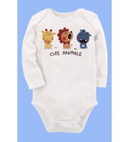 Organik Baskılı Pamuklu Unisex Bebek Body UZUNKOLE80