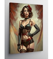 Kanvas Tablo Jartiyerli Pin Up Kızı
