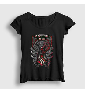 Presmono Kadın Siyah Lion Machine Head T-Shirt 162138tt