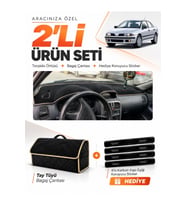 MITSUBISHI CARISMA BÜYÜK EKRAN (1997-2003) Uyumlu Torpido Örtüsü + Tay Tüyü Çanta Seti - Siyah Bej