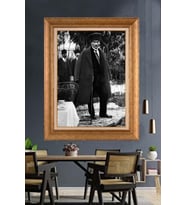 Altın Varaklı Çerçeveli Paspartulu Atatürk Tablo nh475 (Gold)
