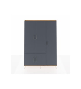 Hyperion Gardrop 7 Raflı 5 Kapaklı Tek Askılı 132x44x195 Çam-Antrasit