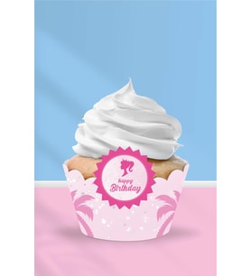 Pembe Kız Temalı Cupcake Sargısı 8'li