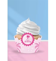 Pembe Kız Temalı Cupcake Sargısı 8'li