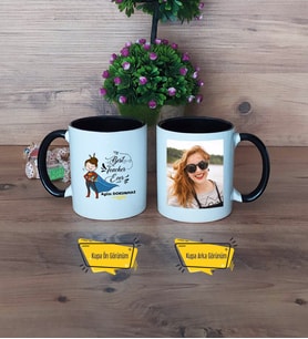 Kadın Öğretmene Hediye Kupa Bardak Siyah Fotoğraflı Öğretmenler Günü Hediyesi