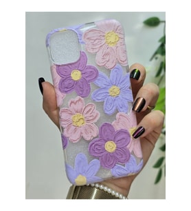 Iphone 11 Uyumlu Pastel Renkli Çiçekler Desenli Şeffaf Telefon Kılıfı