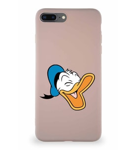 Apple iPhone 8 Plus Soft Premier Kapak Donald Duck-E Tasarımlı Silikon Kılıf - Pudra (Şeffaf)