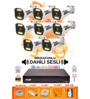 FURY 8 li Sesli 6 Warm Led Gece Renkli Görüş Su Geçirmez Güvenlik Kamerası Seti 320GB