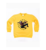 Spiderman baskılı örümcek adam pamuklu kumaş çocuk sweatshirt (Sarı)