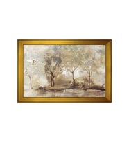 Soyut Manzara Motifli Kanvas Tablo 80 x 110 cm Gold Çerçeve