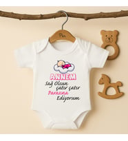 Pia Baby B57 %100 Pamuk Annem Sağ Olsun Çatır Çatır Parasına Ediyorum Yazılı Tasarlanabilir Bebek Body (Ekru)