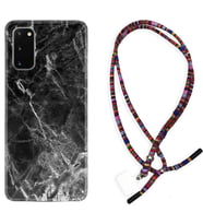 Samsung A02S A03S A10 A12 A13 A21S A22 Kılıf Boyun Asklı Rasta Silikon Kara Mermer 1375