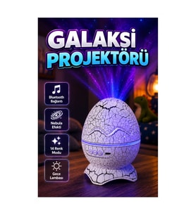 Dinozor Yumurtası Galaksi Projektörü – 14 Renkli LED Gece Lambası