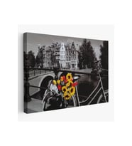 Amsterdam Kanallarındaki Bisiklet ve Laleler Tablosu-6594