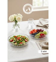 Selen Concept Sieana Model El Yapımı Cam Salata ve Meyve Kasesi 2'li Set (Şeffaf)