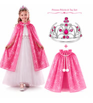 Masal Prensesi Pembe Pelerin ve Taç Seti (85 cm)