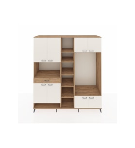 Kronos Dolap 12 Raflı Tek Çekmeceli 8 Kapaklı 220x59x243 Çam-Aytaşı/Çam