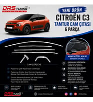 Citroen C3 2016 - 2024 Krom Cam Çıtası 6 Parça