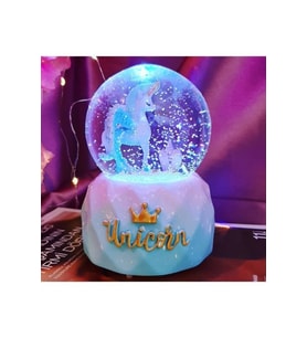 Büyük Boy Sevimli Unicorn Pilli Kar Küresi