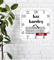 Kız Kardeşe Özel Duvar Saati