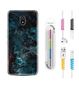 Xiaomi Redmi 8A 8 Pro 9C 9T 10C 11T Pro Kılıf Kablo Koruma Spiral Silikon Colorful Abstract 1384