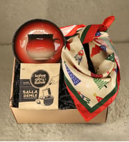 Vintage Fincan & Renkli Fular & Kahve Gibi Kahve Salla Demle Filtre Kahve Hediye Seti