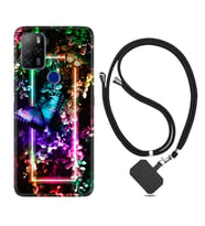 Omix X300 X500 X400 X600 X700 Kılıf Boyun Askılı Silikon Butterfly Neon 1684