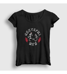 Presmono Kadın Siyah Skeleton Grateful Dead T-Shirt 387259tt
