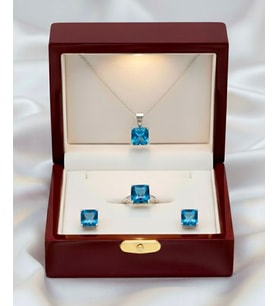 925 Ayar Gümüş Mavi Baget Taşlı Set