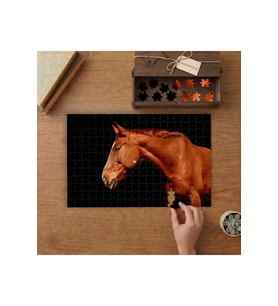 Kahverengi Asil At Tasarımı 240 parça Ahşap Puzzle Ahşap Kutuda MP04067