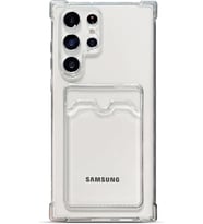 Teknomoda Samsung Galaxy S21 ULTRA Kılıf Kartlıklı Anti Şok Korumalı Şeffaf Silikon Füme Koyu Şeffaf