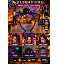 Siyah LED Işıklı Örümcek Tacı Halloween Cadılar Bayramı Parti Kostüm Etkinlik Eğlence Aksesuarı