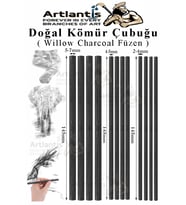 Kömür Çubukları Doğal Füzen 12 li 1 Paket Eskiz Karakalem Çizim Gölgeleme Kömürü Siyah Willow Charcoal Hobi Sanat