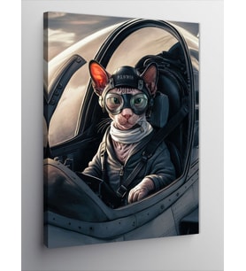Kanvas Tablo Pilot Kedi Ve Savaş Uçağı