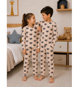 Monox %100 Pamuk Unisex Çocuk Pijama Takımı – Uzun Kollu