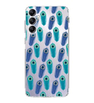 PrintiFy Samsung Galaxy A14 ile Uyumlu 1mm Slim Fit Nazar Boncuğu 4 Baskılı Şeffaf  Kılıf