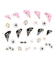 Tırnak Sticker, Tırnak Süsleme, Nail Art (ym-129) - 6X5 cm - Üçgen Kalpli Çiçek