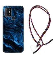 INFINIX Hot 8 9 10 11S Hot 10 Play 10T Kılıf Boyun Asklı Rasta Silikon Blue MArble 1379