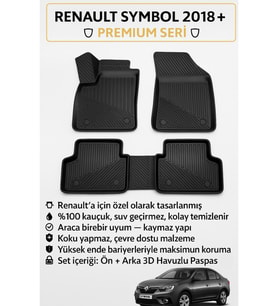 Renault Symbol 2018+ Uyumlu 3D Oto Paspas Premium