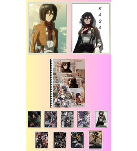 Mikasa ackerman Poster A3 ,2 adet defter A4 1adet , fotokart 9 adet