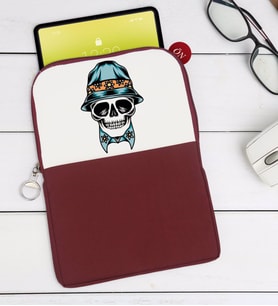 BK Gift Kurukafa Tasarımlı Taşınabilir Koruyucu Tablet Kılıfı & Organizer Çanta - Bordo-7