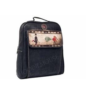 Charlie Chaplin  Figürlü Unisex Canta Hem Sırt Hem Capraz Hem Elde Etnik Bohem Style - SİYAH