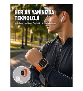 Mey İthalat® S8 Ultra Akıllı Saat ve Bluetooth Kablosuz Kulaklık 2’li Set Yeni Nesil