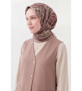 Lesscarves Pamuk İpek Eşarp Etnik Desenli LS2205