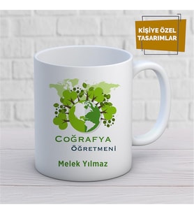 Kişiye Özel İsim Yazılabilir Coğrafya Öğretmeni Kupa Bardak