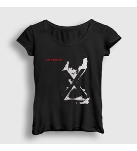 Presmono Kadın Siyah X Album Los Angeles T-Shirt 433452tt