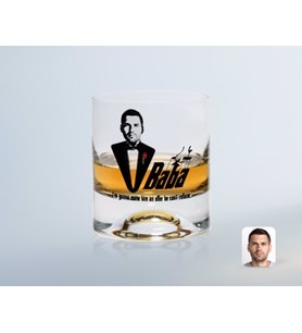 BK Gift Kişiye Özel Renkli Baskılı Godfather Baba Tasarımlı Viski Bardağı-6 (Beyaz)